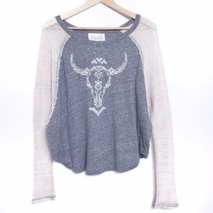 We The Free Embroidered Bull Skull Top